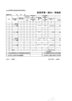 投资所得损失明细表