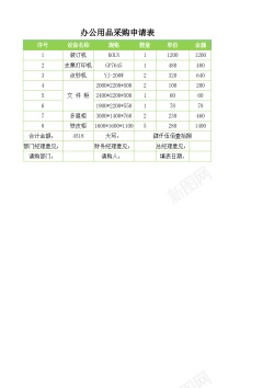 笔办公办公用品采购申请表