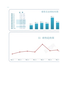 钱币模板10图表模板蓝色商务