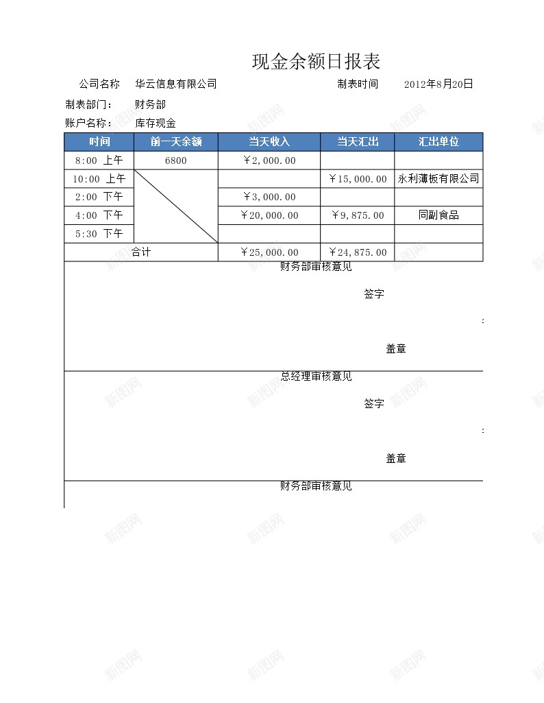 现金余额日报表办公Excel_88icon https://88icon.com 余额 日报表 现金