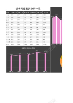 纹身用图月度利润分析一览Excel图表