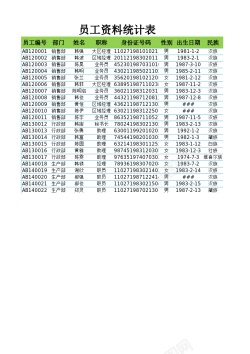 资料盒员工资料查询表