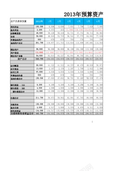 资产理财预算资产负债表