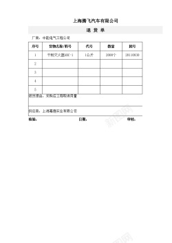 无理由退货退货单