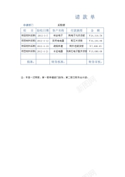 设计素材请款单