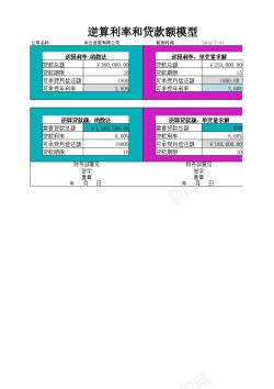 节日灯模型逆算利率和贷款额模型