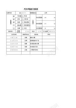 汽车实习汽车驾驶日报表