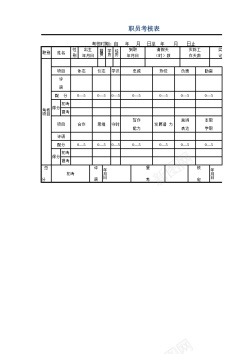 白领伏案职员考核表