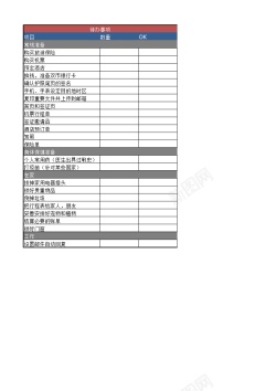 装备出行装备清单Excel图表模板