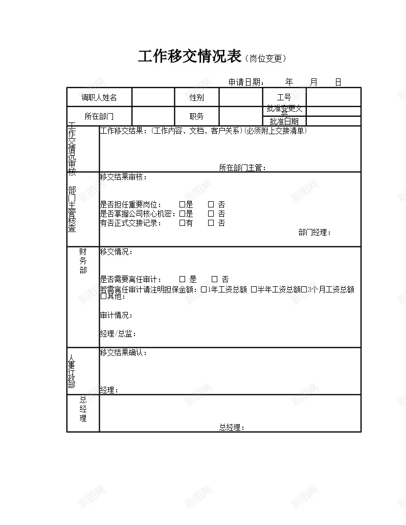 工作移交情况表办公Excel_88icon https://88icon.com 工作 情况表 移交