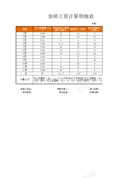 开心加班加班工资计算明细表