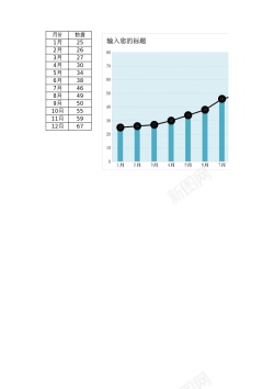 波浪线18通用图表模板带标记线的月份对比折线图