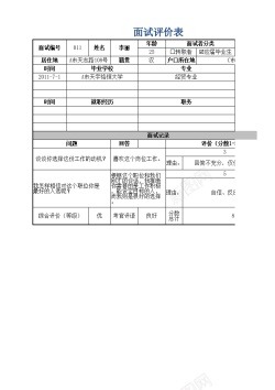 面试考官面试评价表