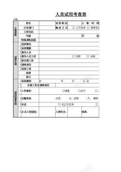 测试表PNG人员试用考查表