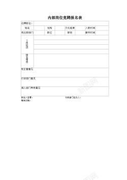内部会议内部岗位竞聘报名表